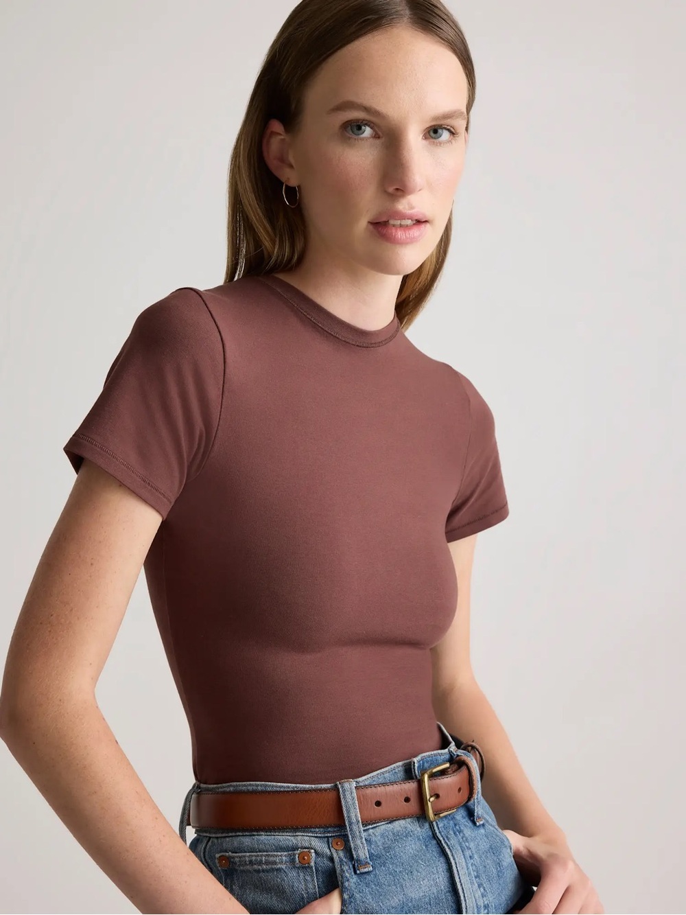 Quince Stretch Cotton Jersey Fitted T-Shirt